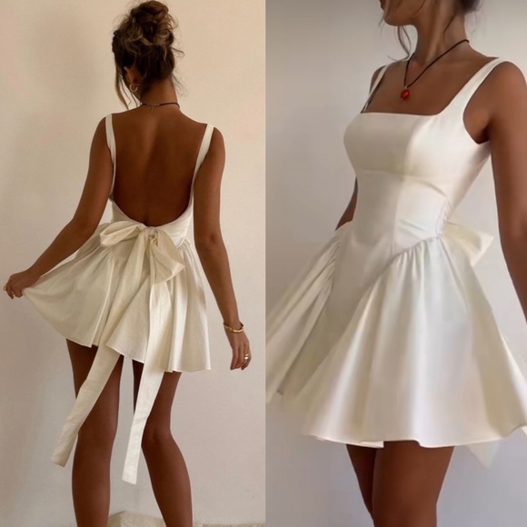 House of CB Dresses & Skirts - Medium LONGER Fuller Cup HOUSE OF CB 'Florianne' Ivory Bow Mini Dress white NWOT